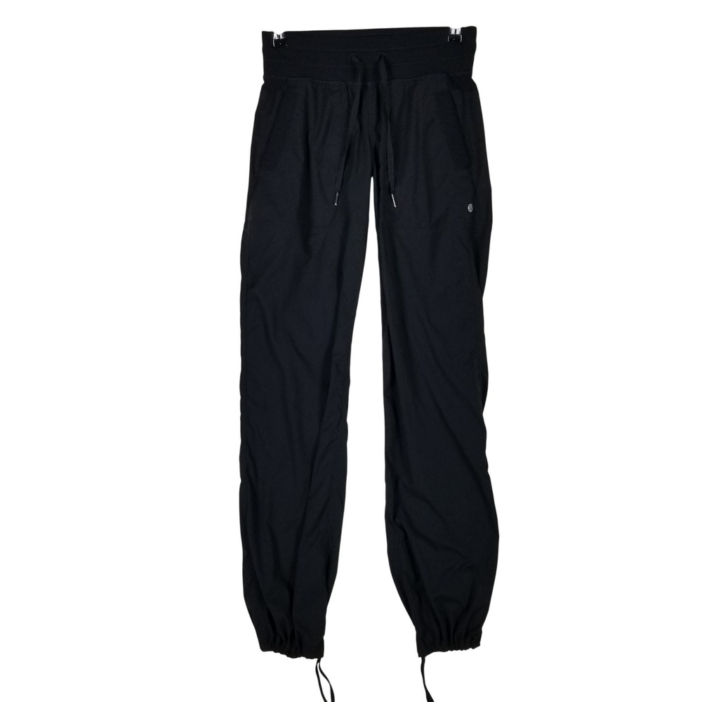 Lululemon Beyond the Studio Jogger Women Size 4 Black Pinstripe Ribbed Waist
